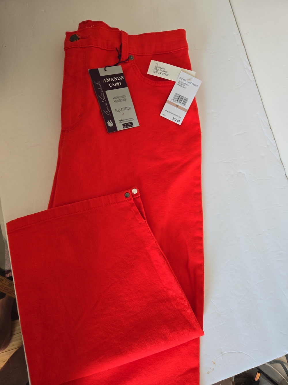 Gloria Vanderbilt Amanda Capri in Red Spark 12 34x21 Org. 52.00 - Picture 5 of 7